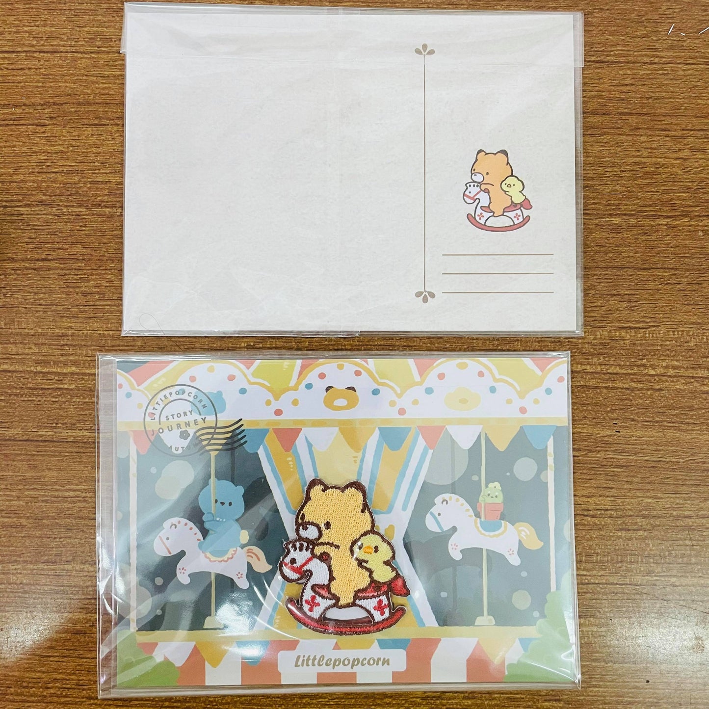 Little Popcorn Fabric Patch Embroidery with Postcard