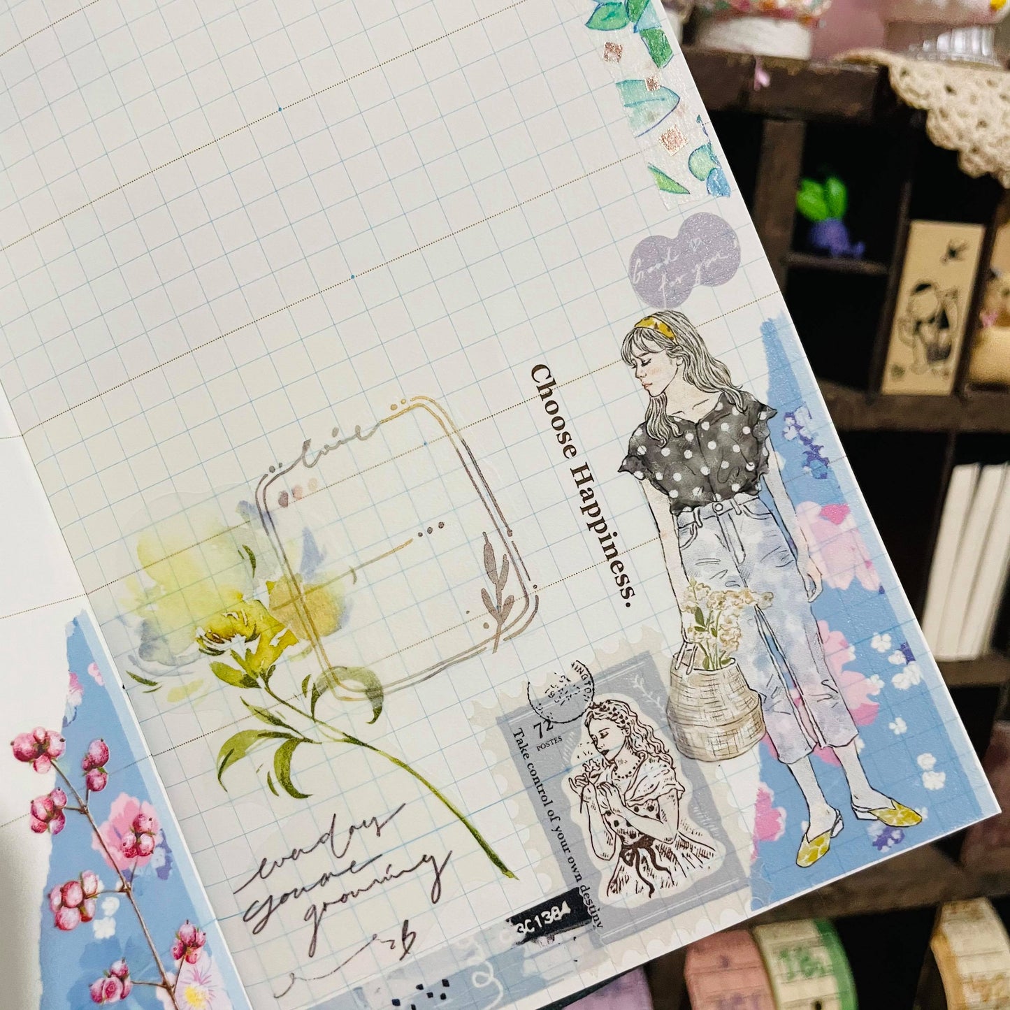 Polly Terrace City Pattern Japan Sakura Day Tape Roll and Samples