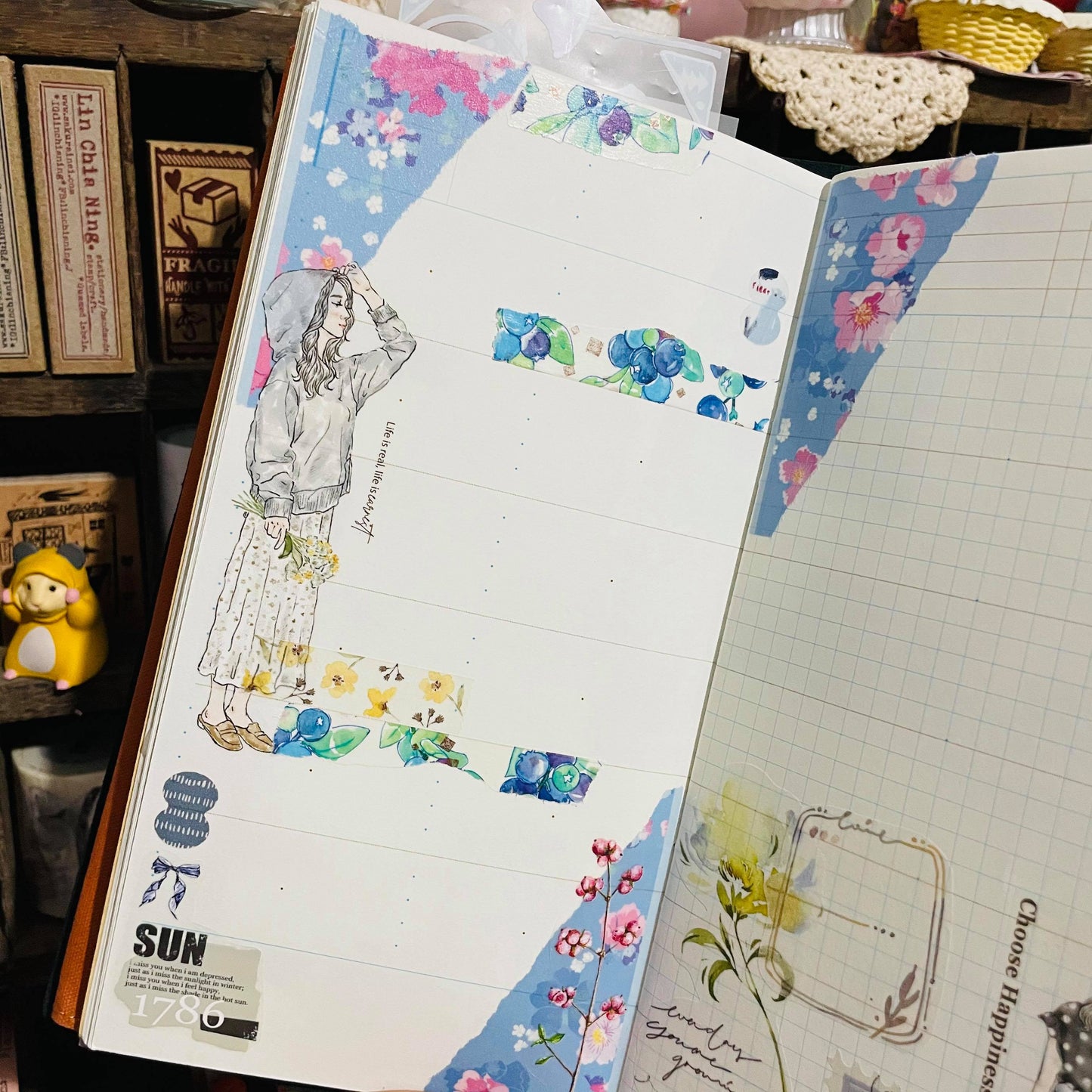 Polly Terrace City Pattern Japan Sakura Day Tape Roll and Samples