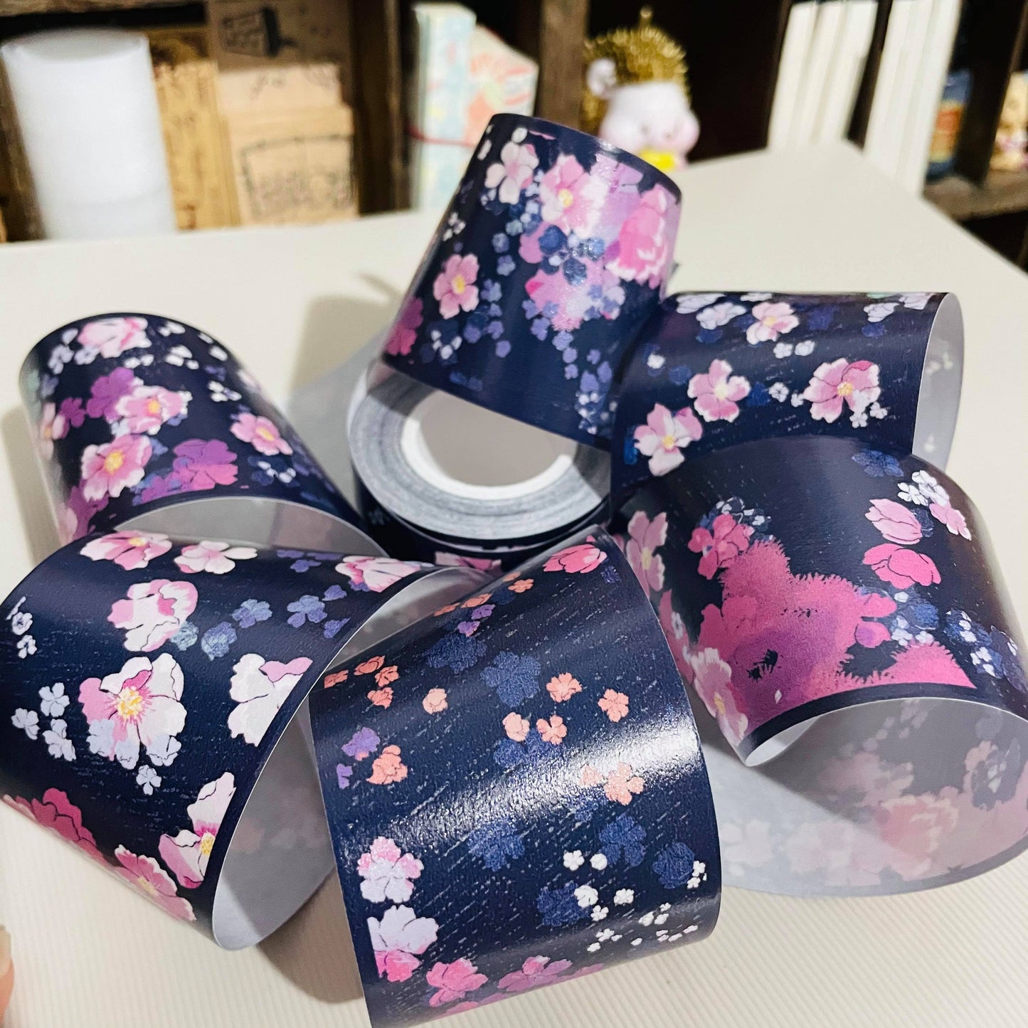 Polly Terrace City Pattern Japan Sakura Night Tape Roll and Samples