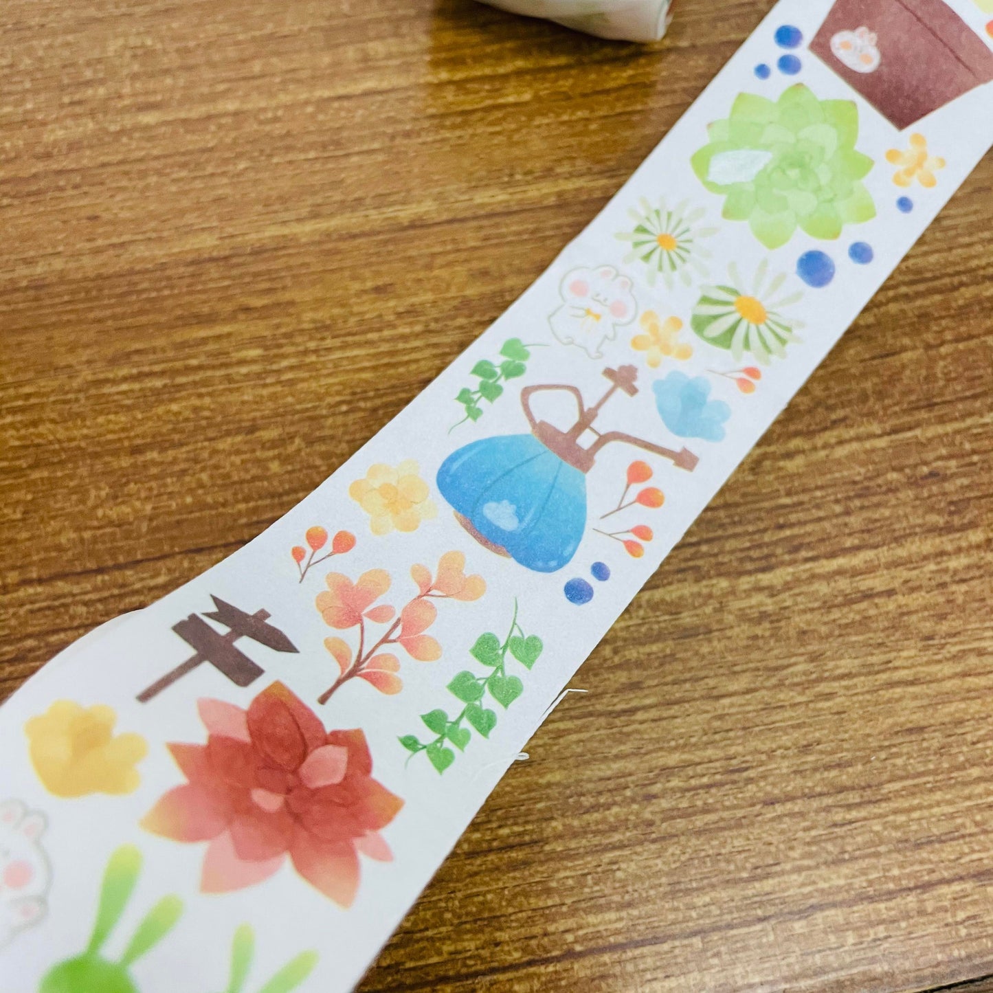 Cookie Succulent Plant Washi Tape Roll and Samples