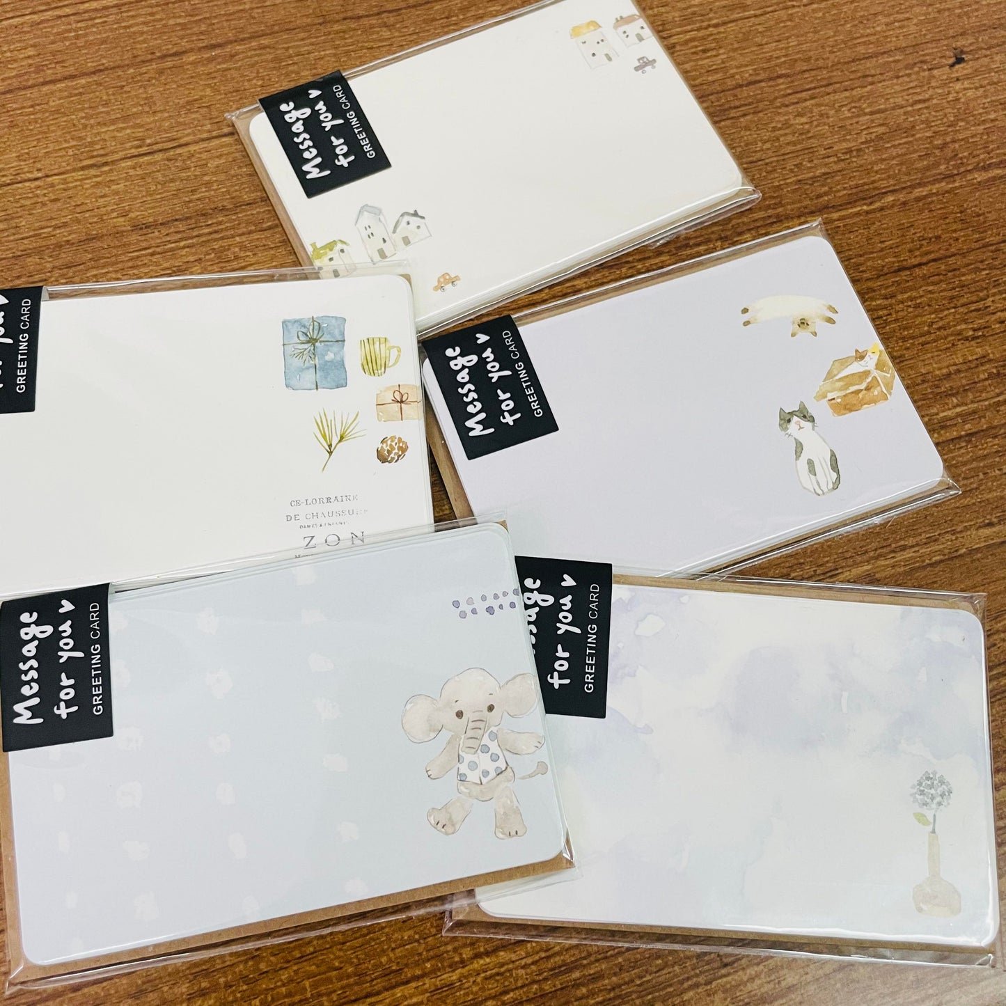 BERG x Pion Watercolor Elephants Message Card Pack