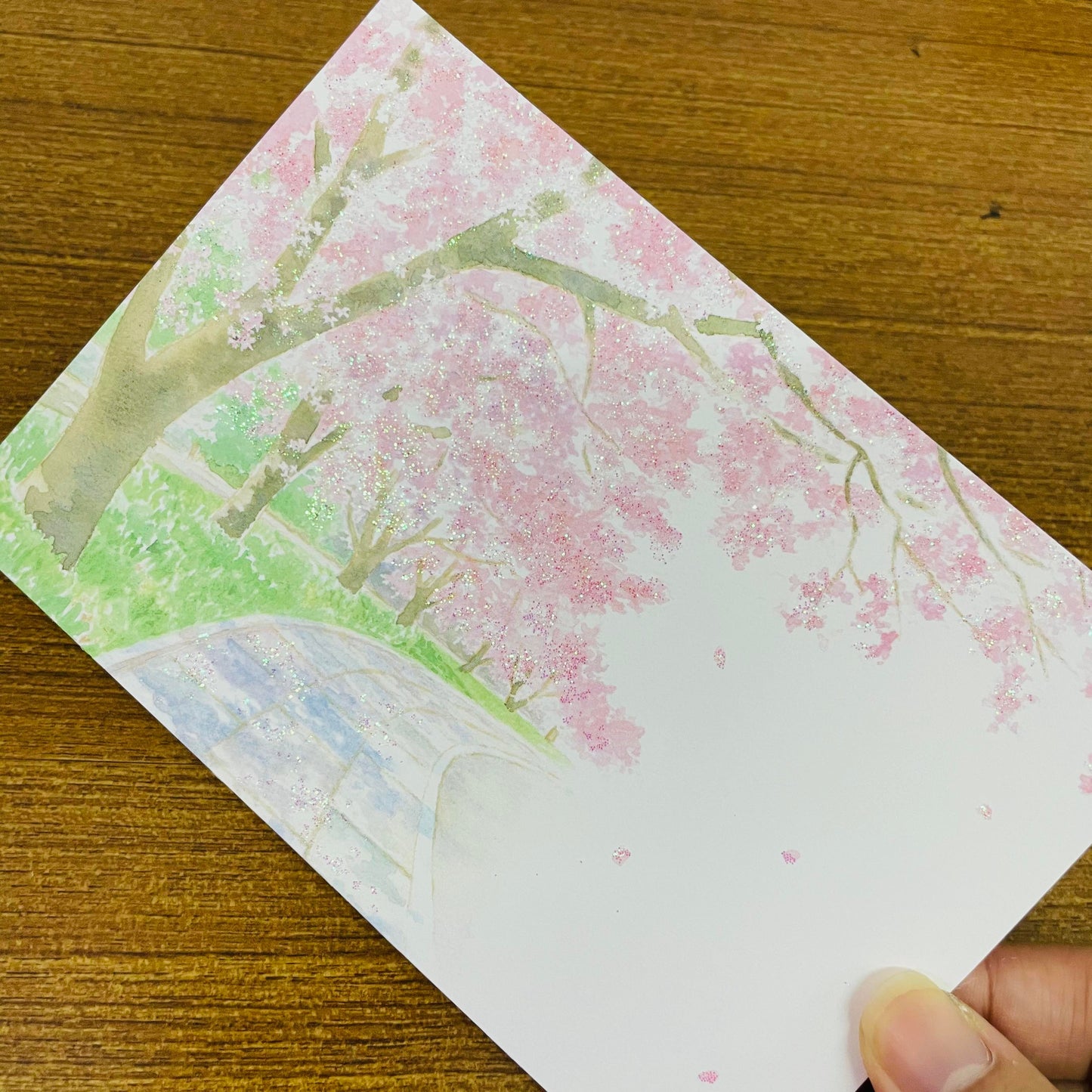 Sanrio Glittering Sidewalk Sakura Scenery Postcard
