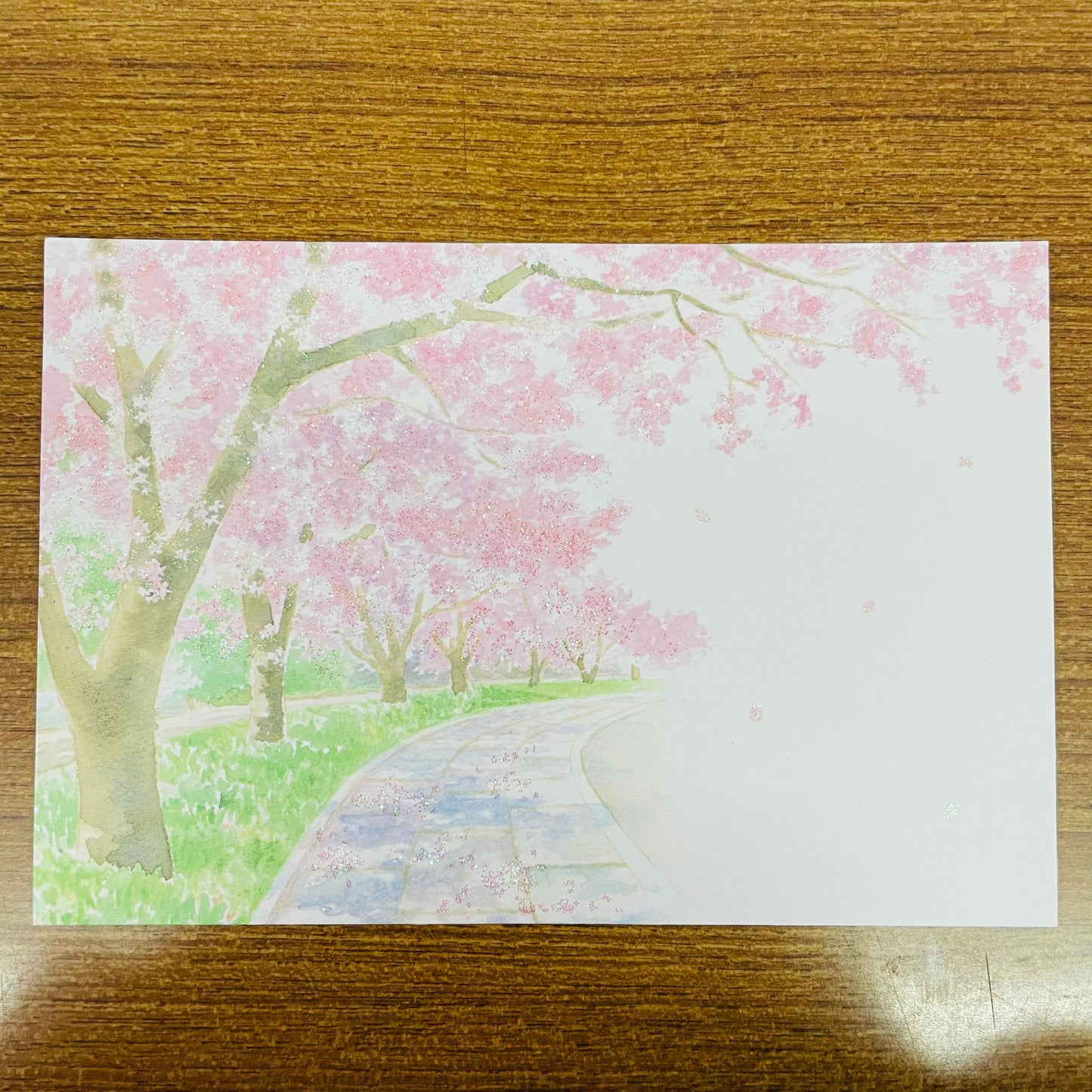 Sanrio Glittering Sidewalk Sakura Scenery Postcard