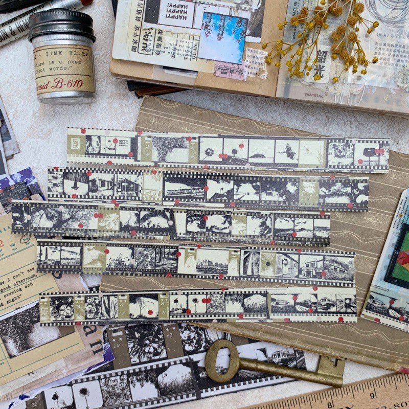 Asteroid B-610 Fade Out Washi Masking Tape Roll and Samples