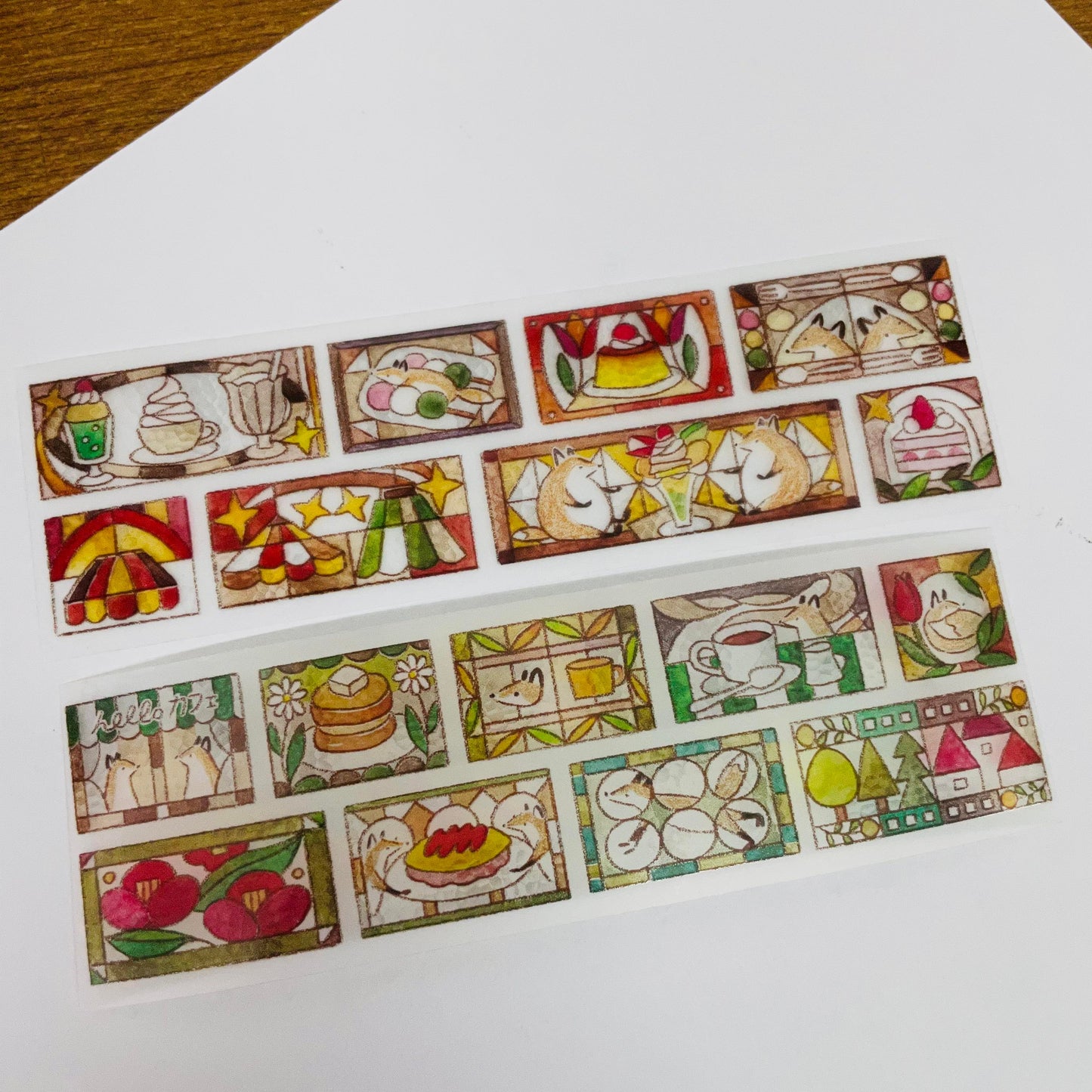 Hello Studio Bon Stained Glass PET Masking Tape Roll and Samples