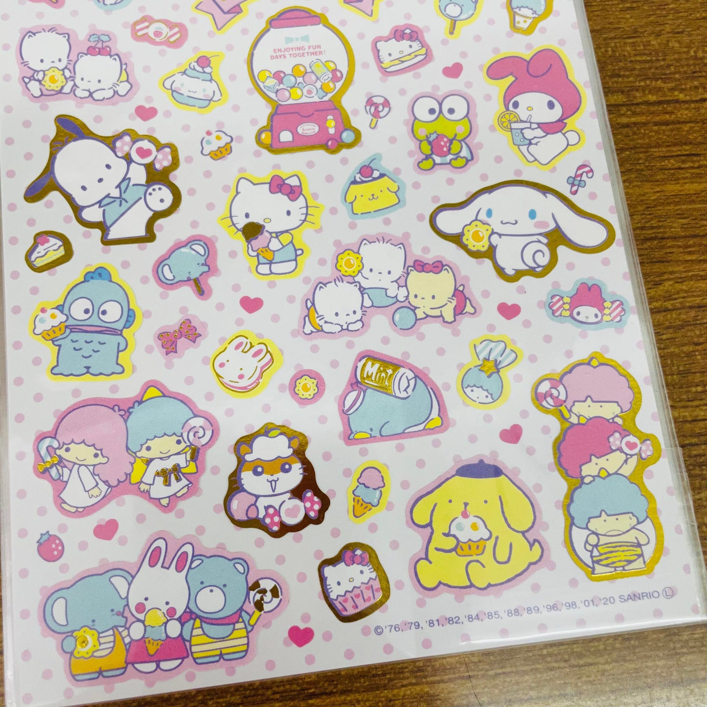 Sanrio Characters Big Sweets Gold Foiled Sticker Sheet