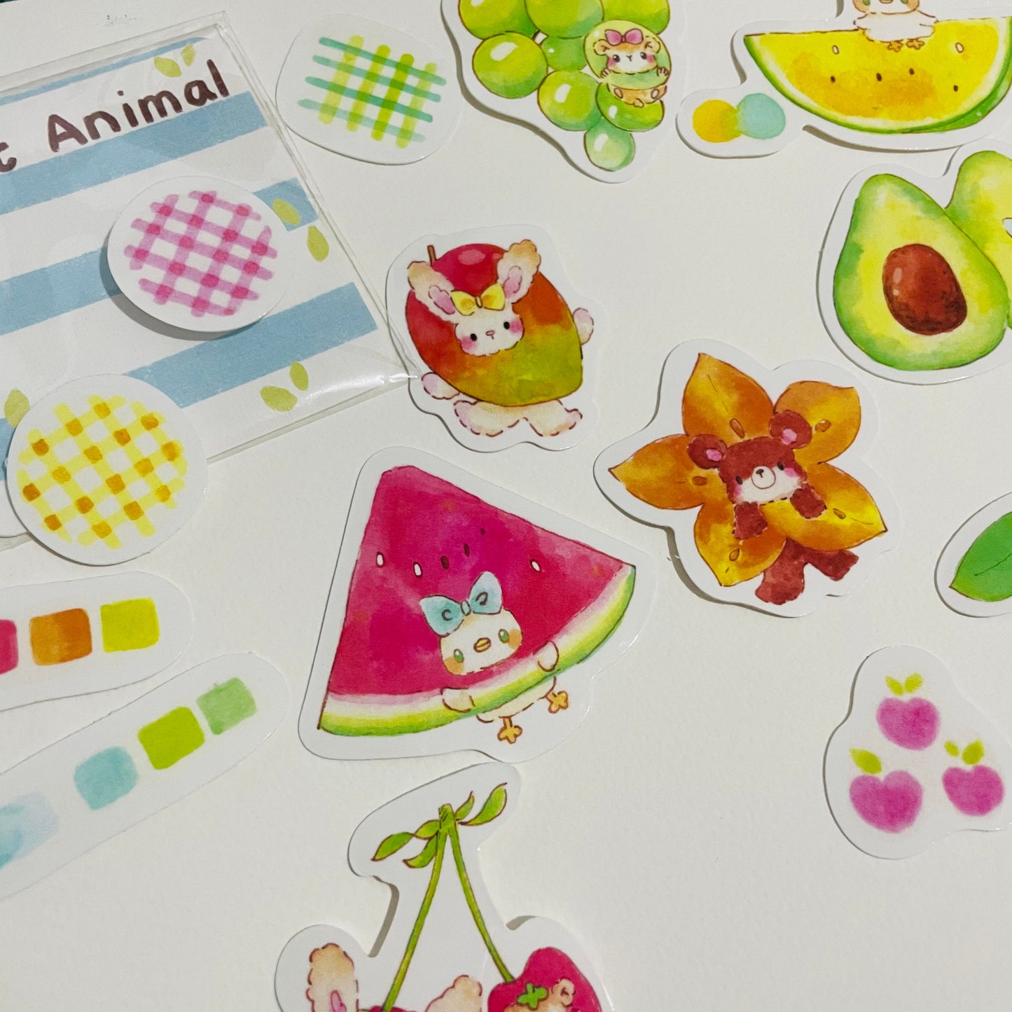 Thea Illustration Fruit Animal Sticker Flake Pack
