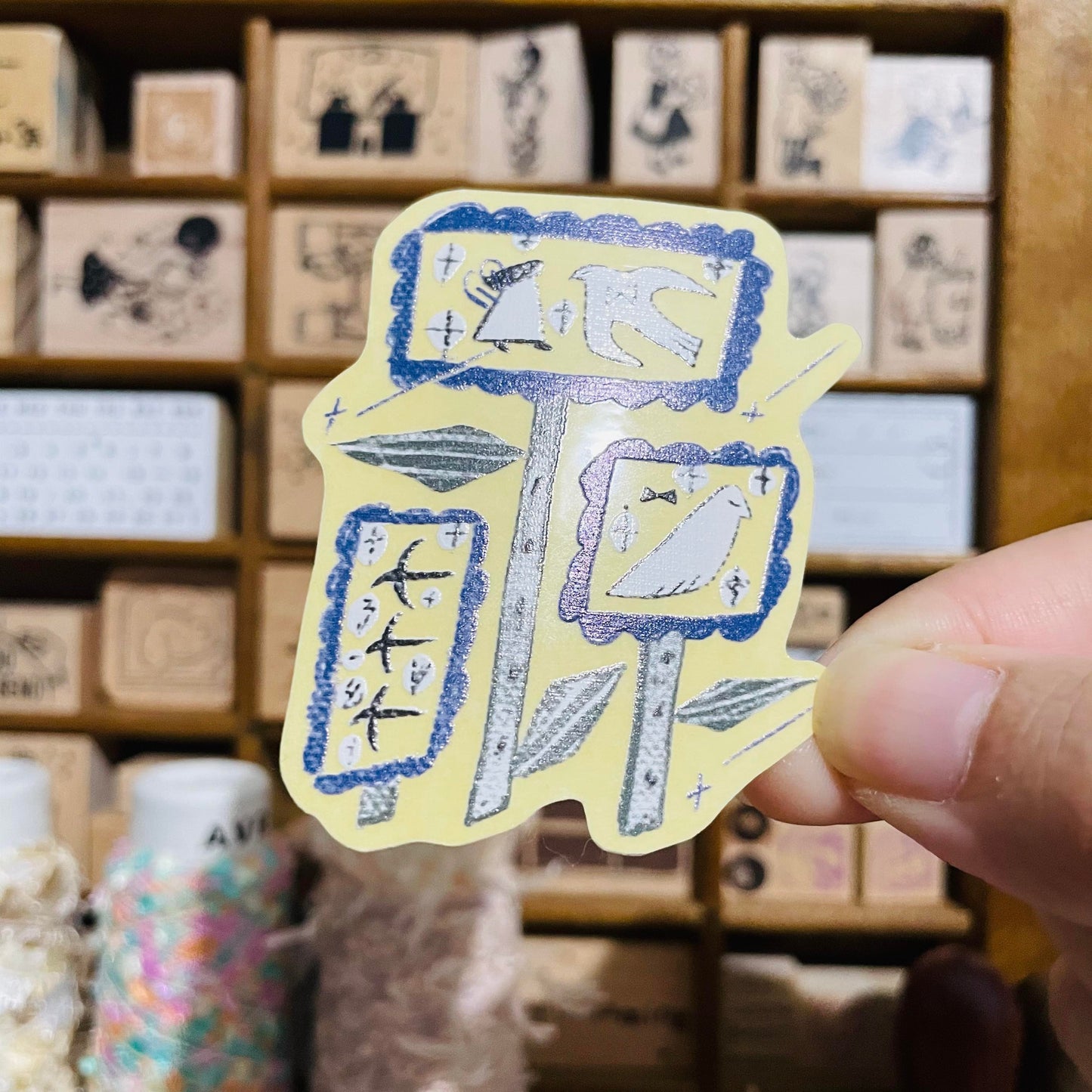 misshoegg Market-only Waterproof Blue Flower Sticker