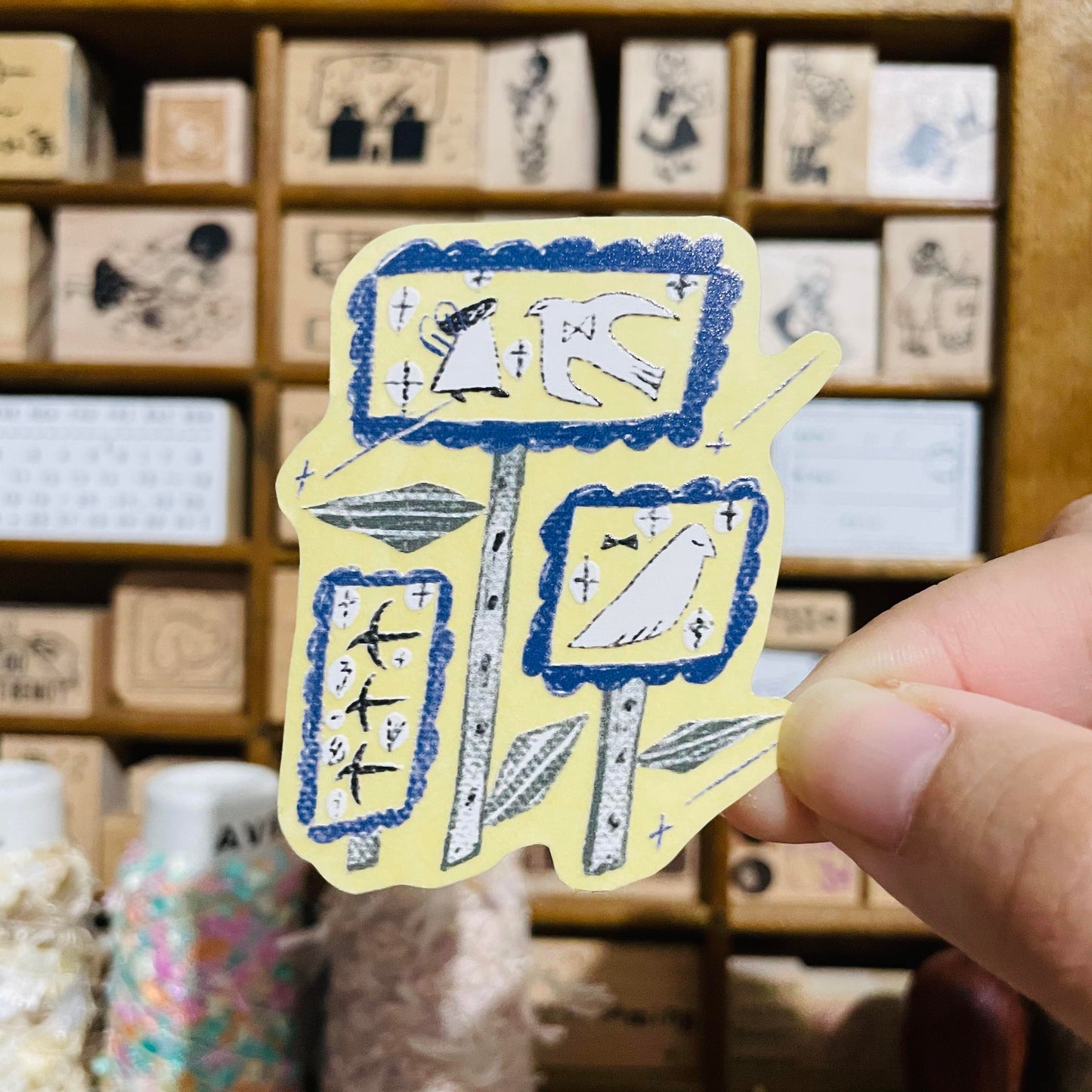 misshoegg Market-only Waterproof Blue Flower Sticker