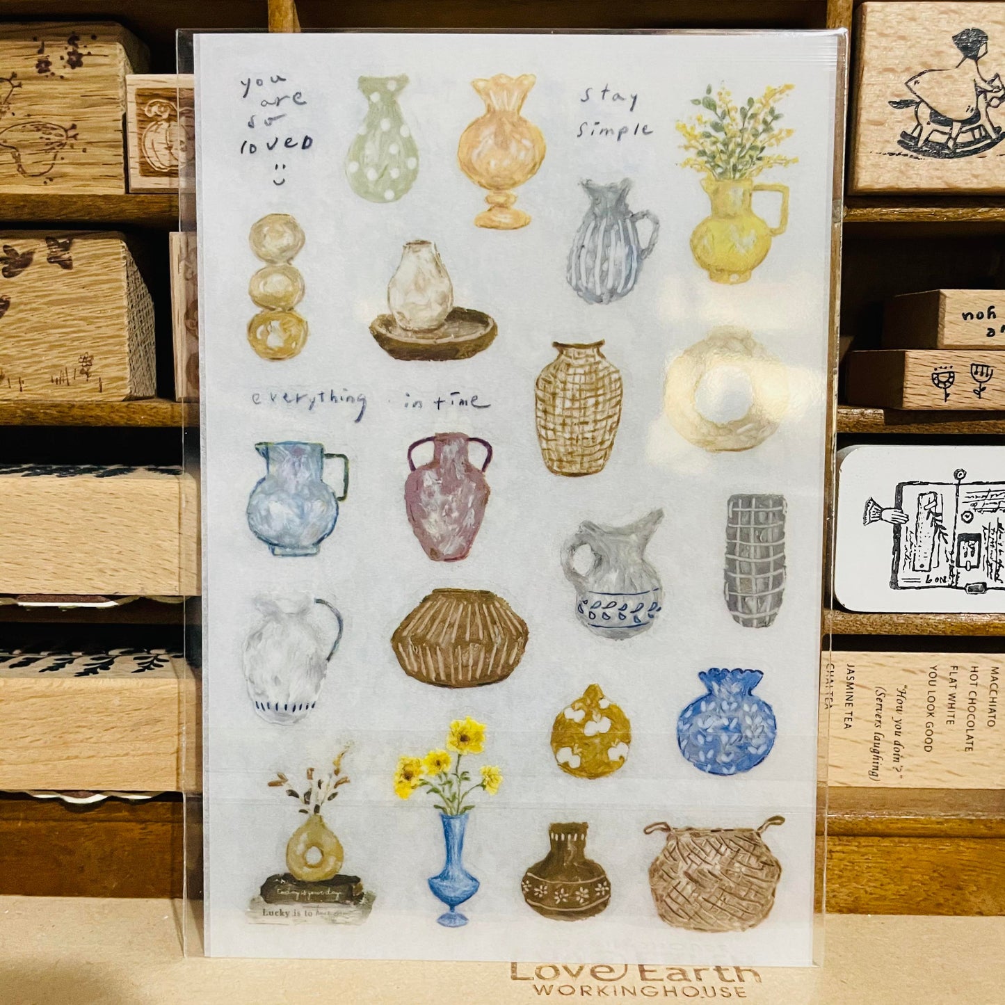 Pion Print-On Transfer Sticker Set Flower Vase
