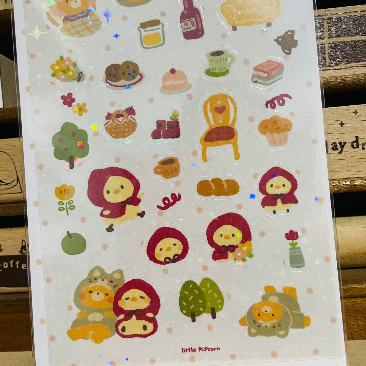 Little Popcorn Sparkling Little Red Riding Hood Sticker Sheet