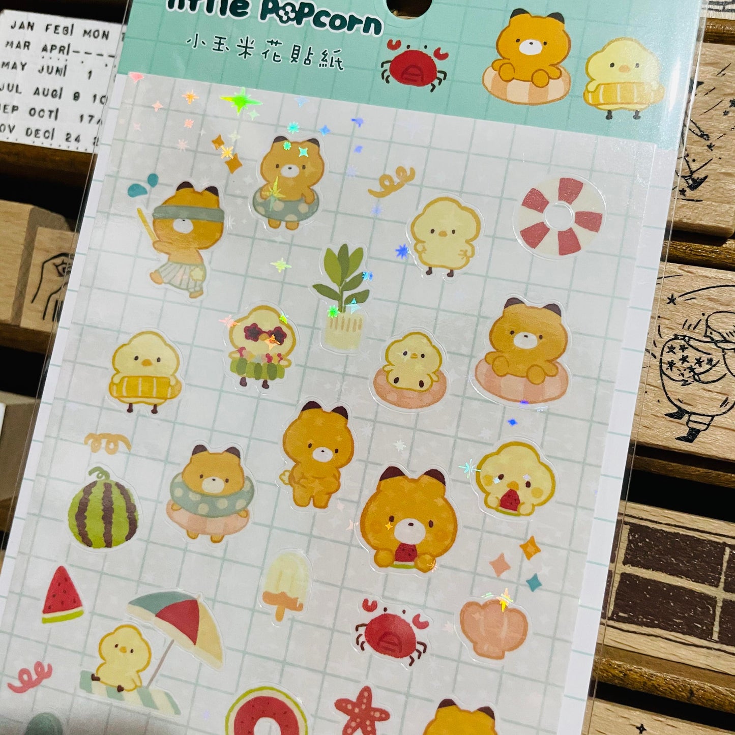 Little Popcorn Sparkling Summer Beach Sticker Sheet