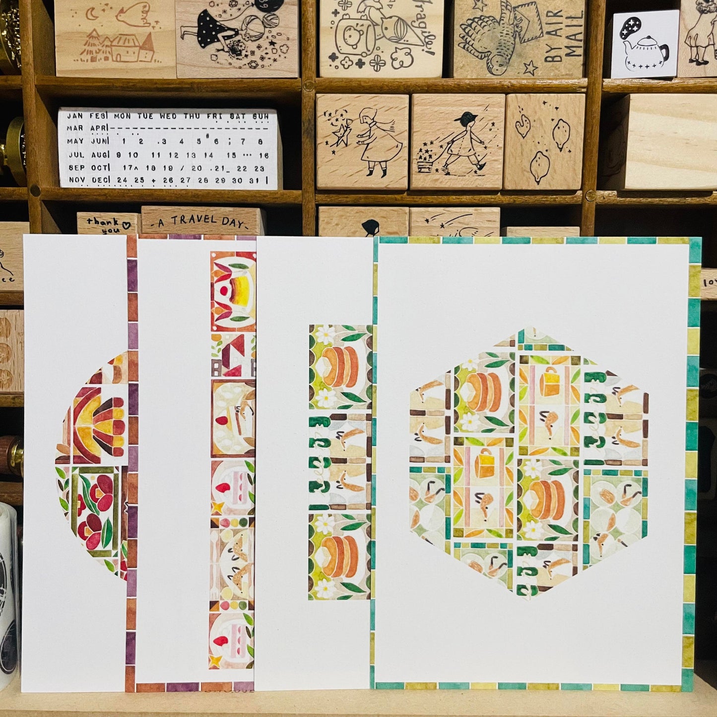 Hello Studio Retro Stained Glass Food Postcard Set