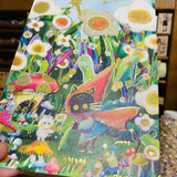Dayuyoyo Blessings of Blooming Sea of Flowers Gold Foiled Big Postcard