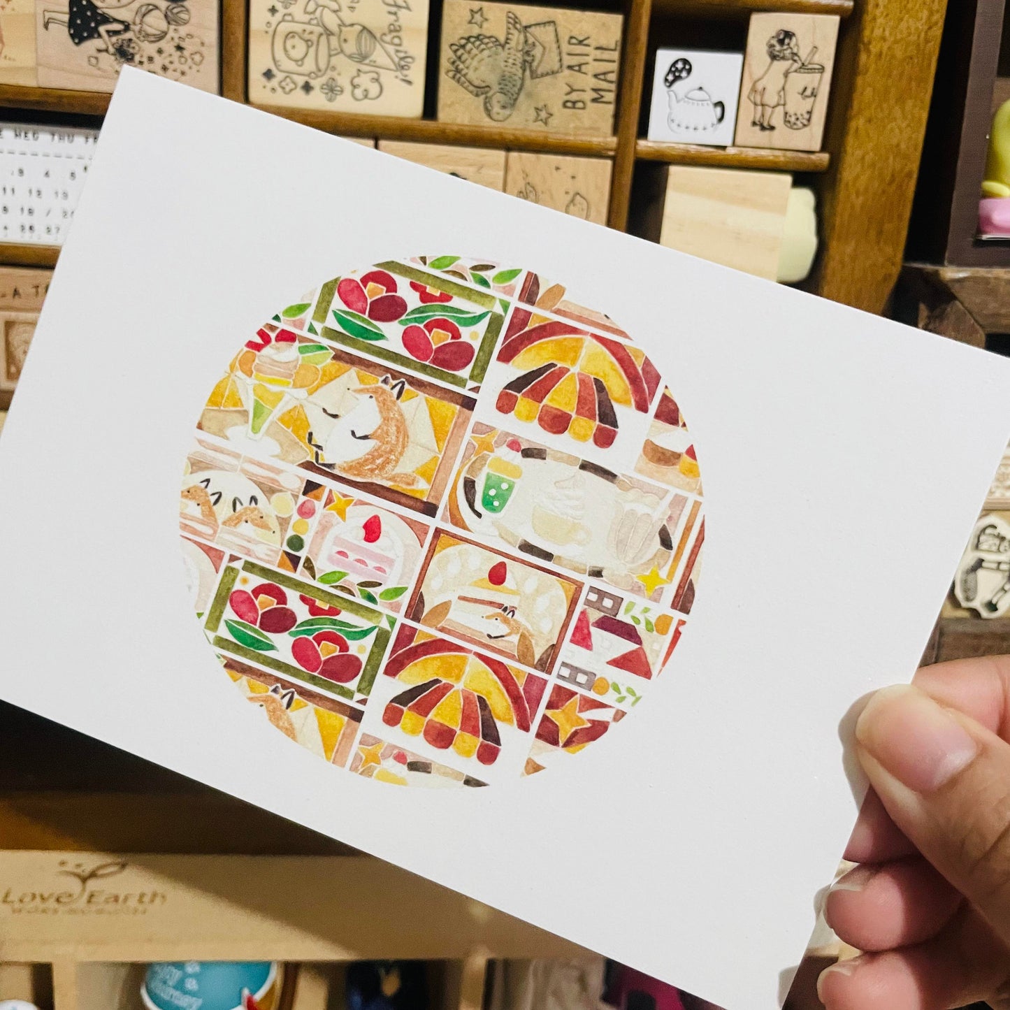 Hello Studio Retro Stained Glass Food Postcard Set