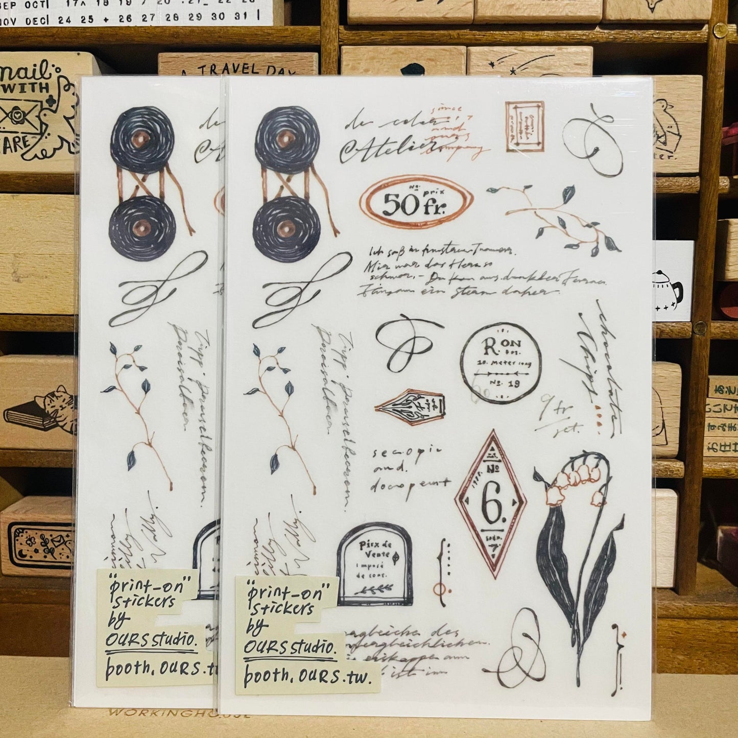 OURS Studio Cursive Transfer Sticker Sheet Pack