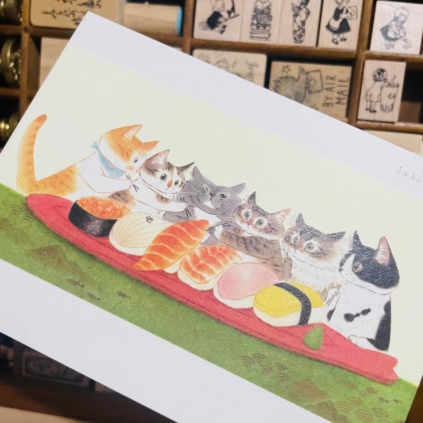 Davidcookslove Sushi Cats Postcard