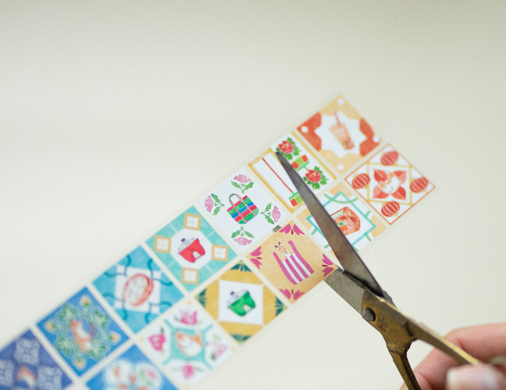 Hello Studio Taiwanese Tiles PET Masking Tape Sample and Rolls