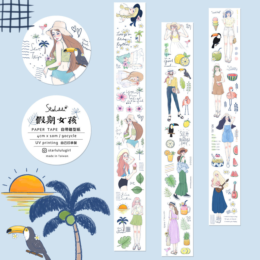 Starlululu Summer Holidays Washi Masking Tape Roll and Samples