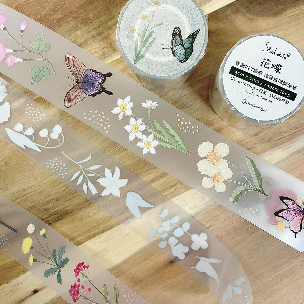 Starlululu Flowers PET Masking Tape Roll and Samples