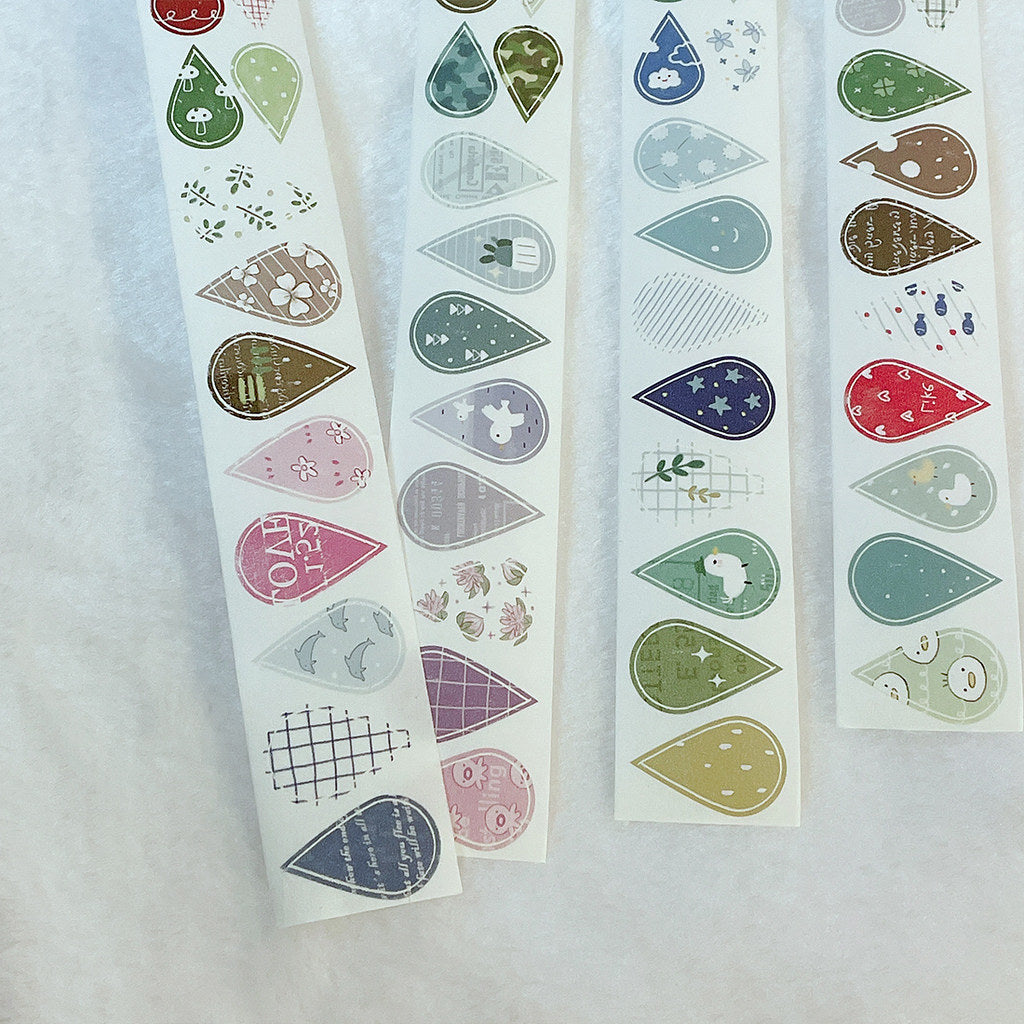 Starlululu Raindrops Washi Masking Tape Roll and Samples