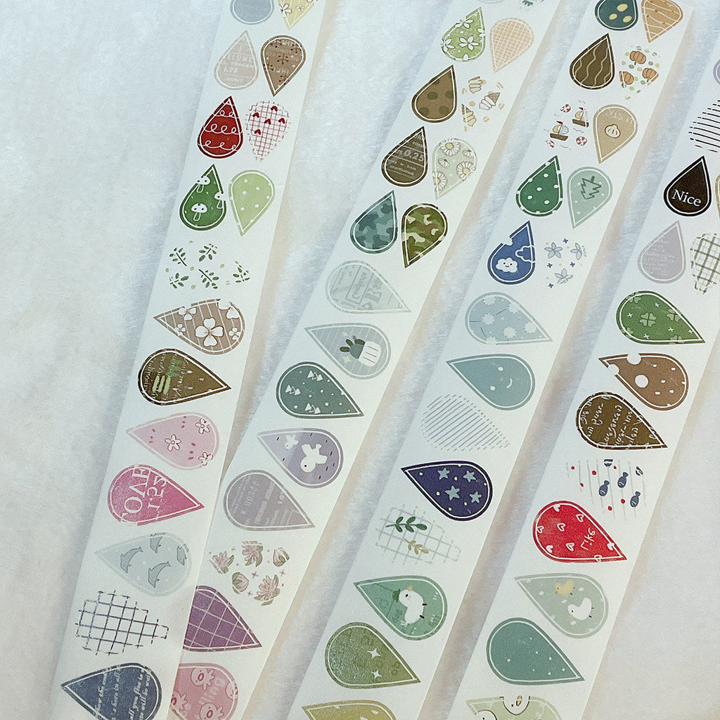 Starlululu Raindrops Washi Masking Tape Roll and Samples