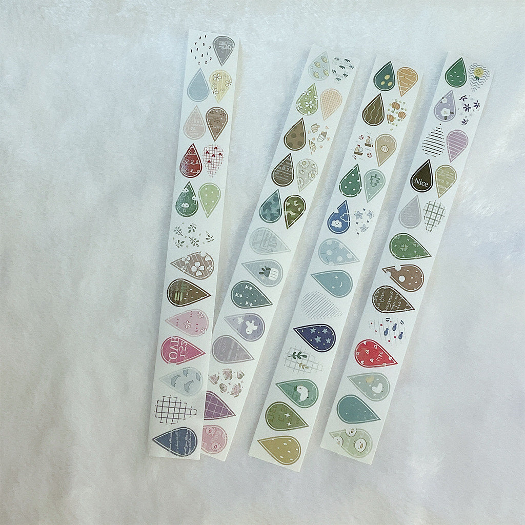 Starlululu Raindrops Washi Masking Tape Roll and Samples