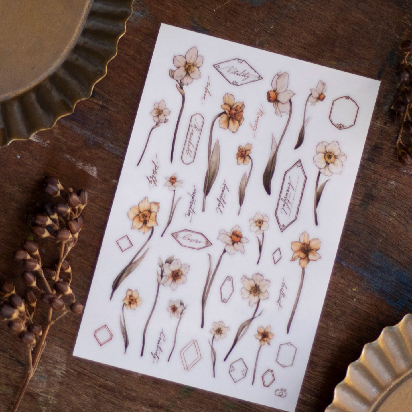 Loidesign Autumn Flowers Transfer Sticker Sheets Pack