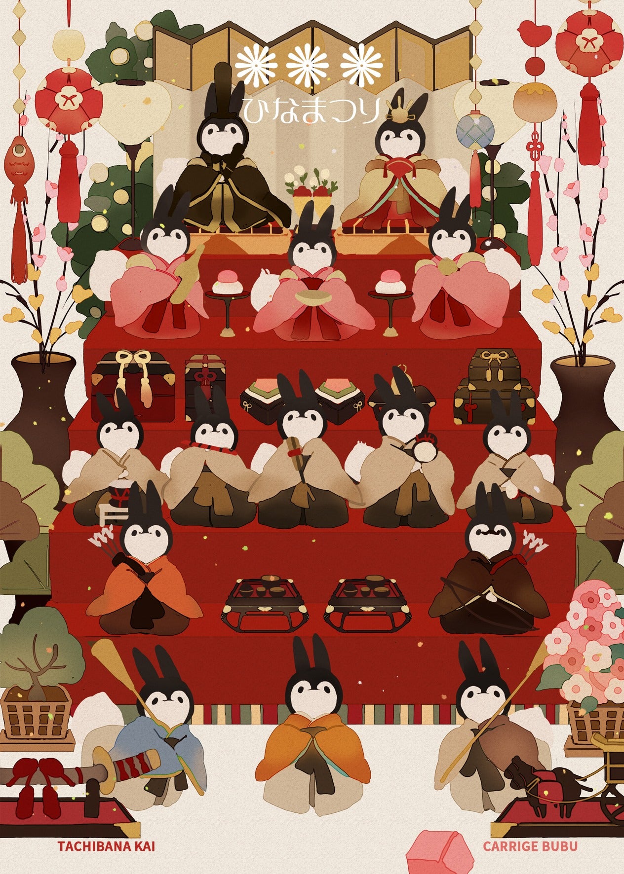 Bubukai Hinamatsuri Happy Girl's Day Paper Postcard