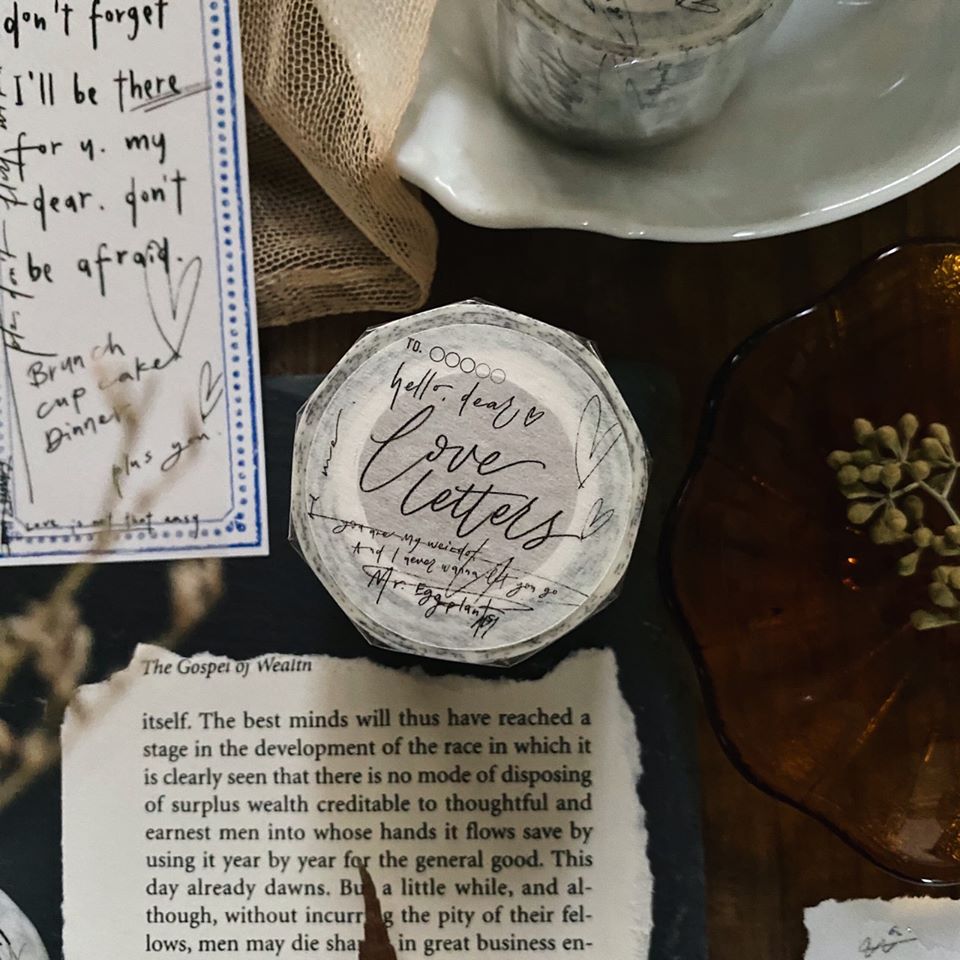 Mr.Eggplants Love Letter Washi Tape Roll and Samples