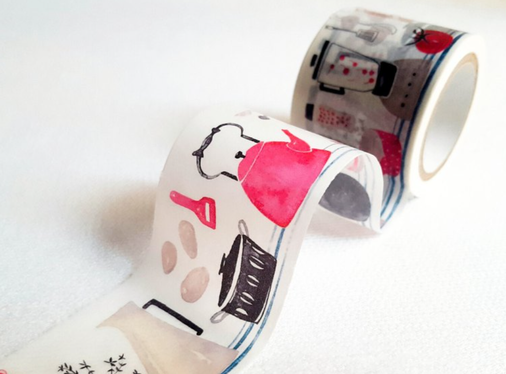 Hoppy Life Washi Masking Tape Roll Red Version Kitchen Watercolor