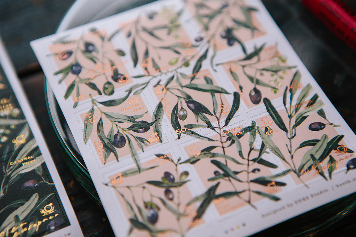 OURS Studio Olive Branches Stamp Style Sticker Set Pack