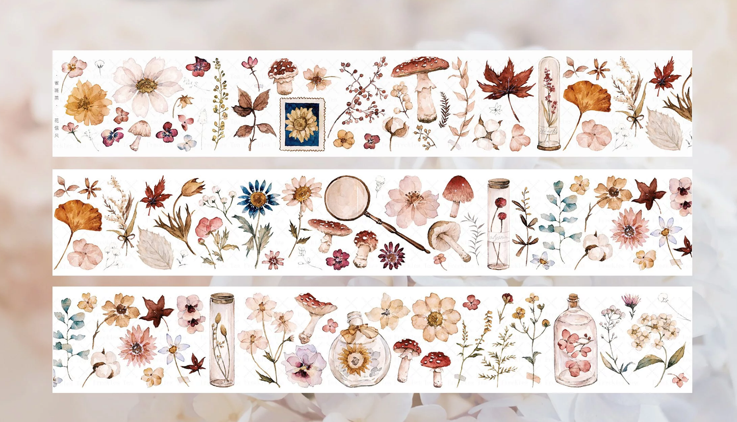 Freckles Tea Flower Letter Wind PET Tape Samples and Full Roll