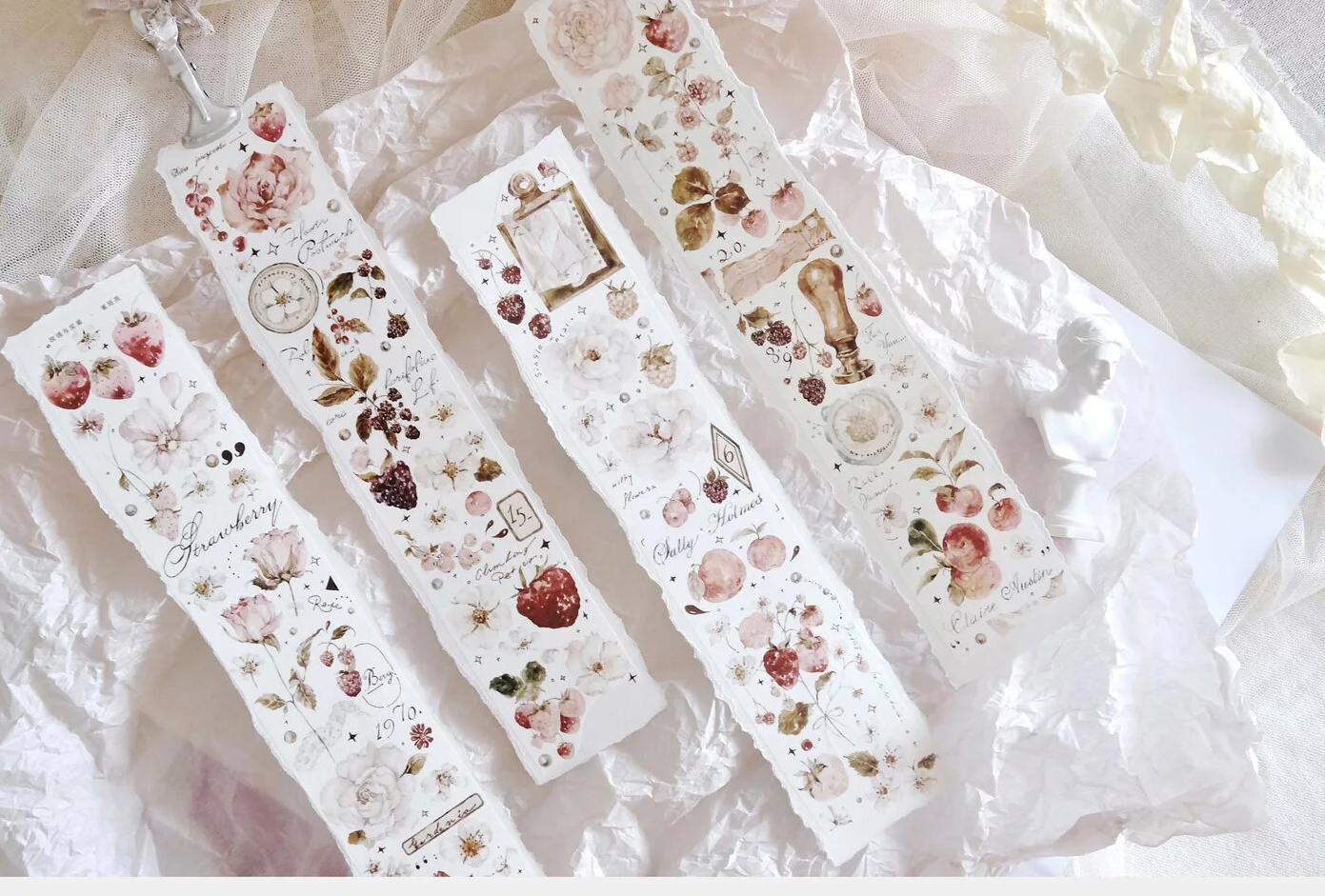 Freckles Tea Rose and Jam PET Tape Samples and Full Roll