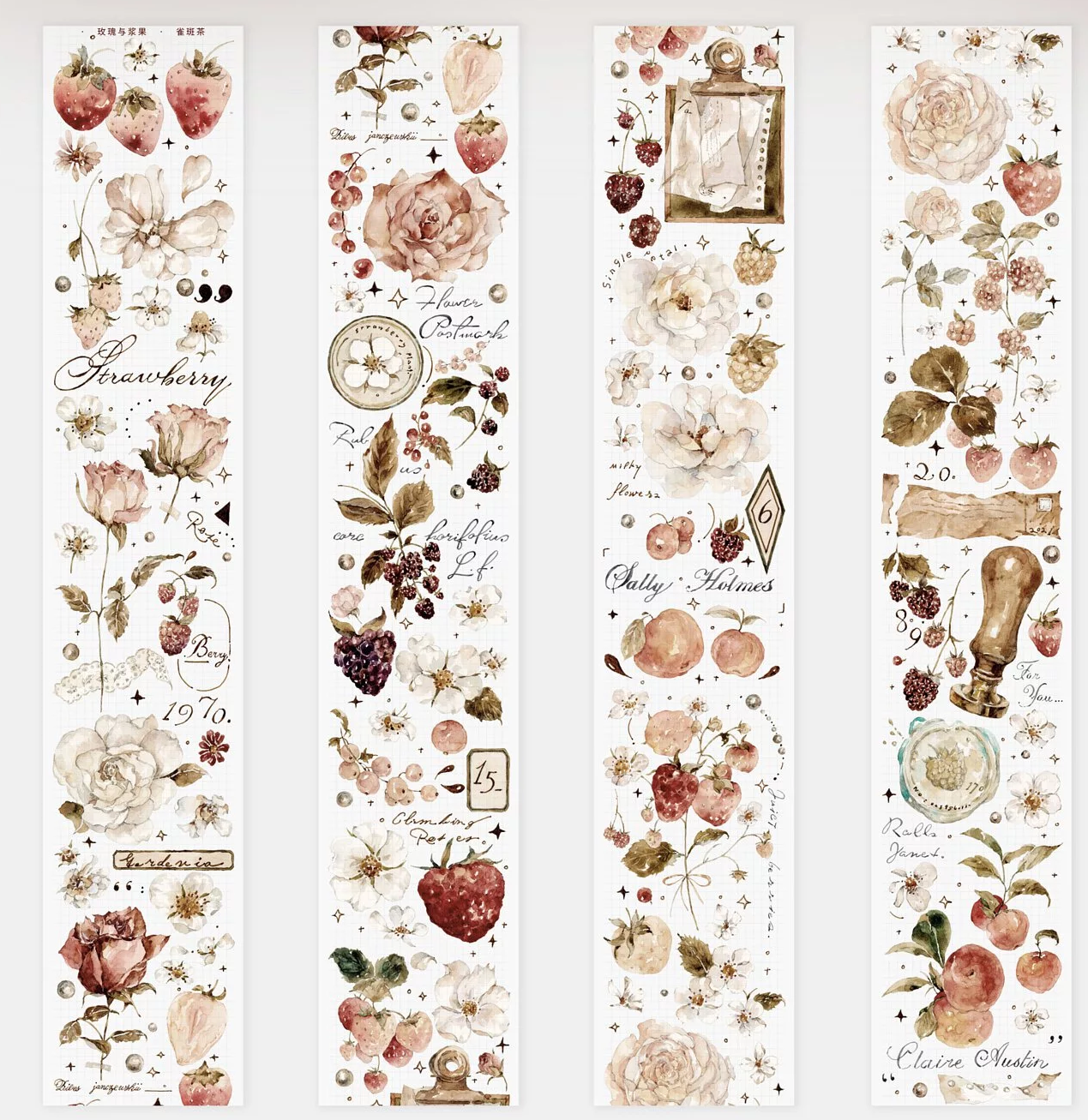 Freckles Tea Rose and Jam PET Tape Samples and Full Roll