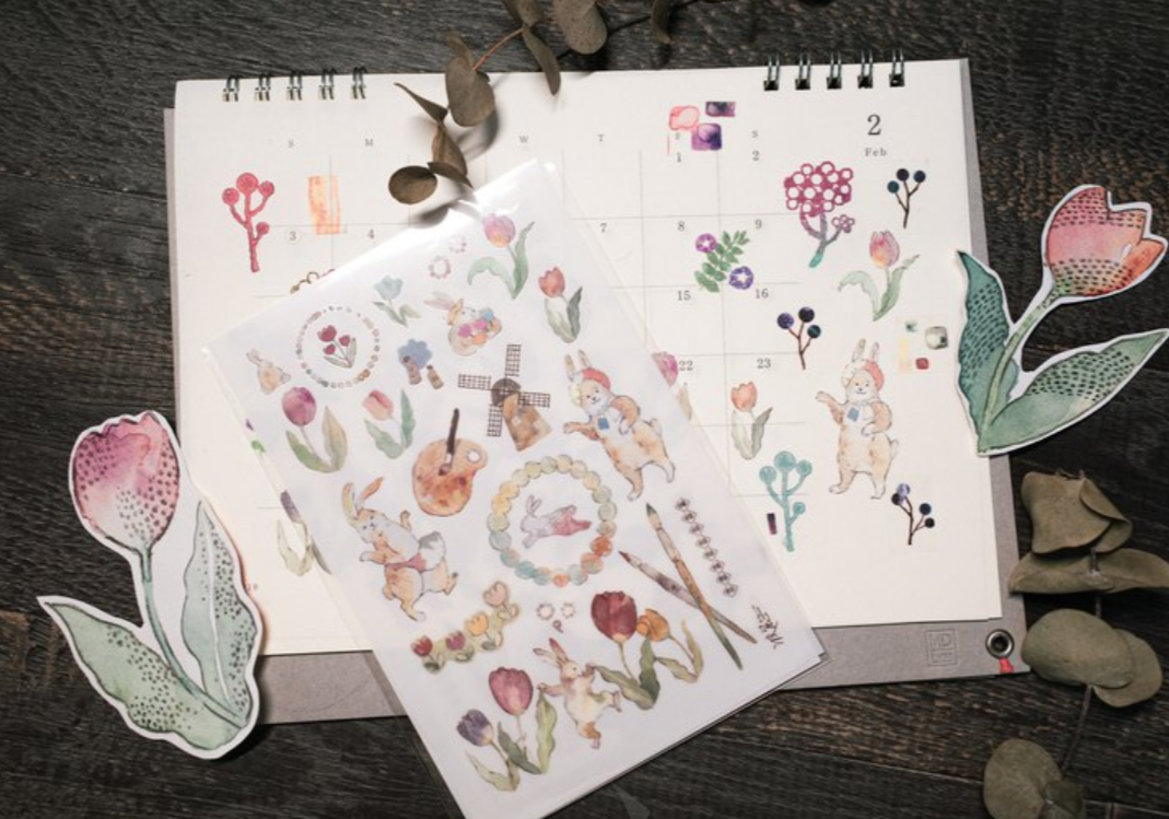 Polly Terrace Rabbit Transfer Sticker Sheets Pack