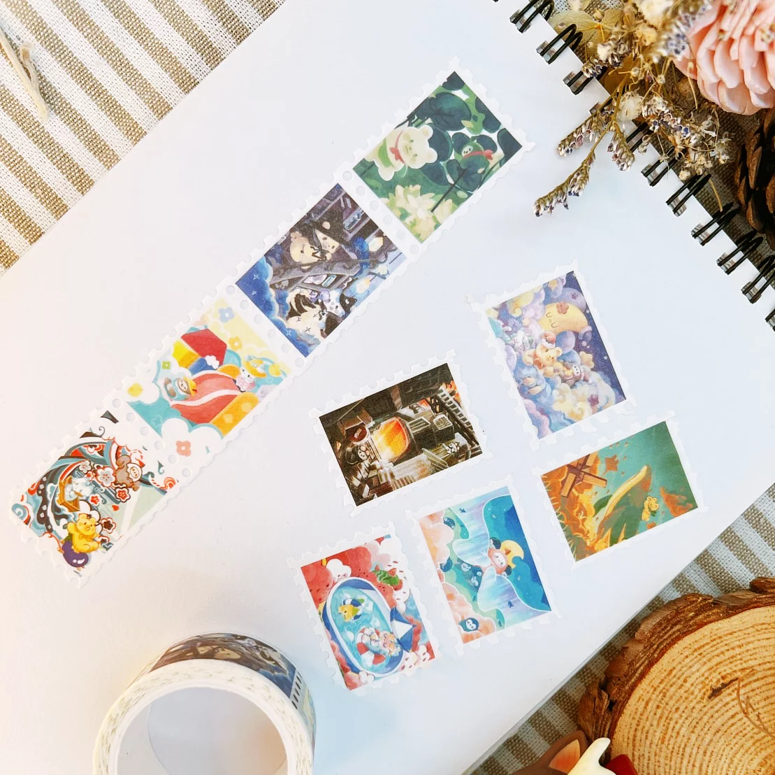 Popopenguin Dream Roaming Stamp Washi Tape Roll