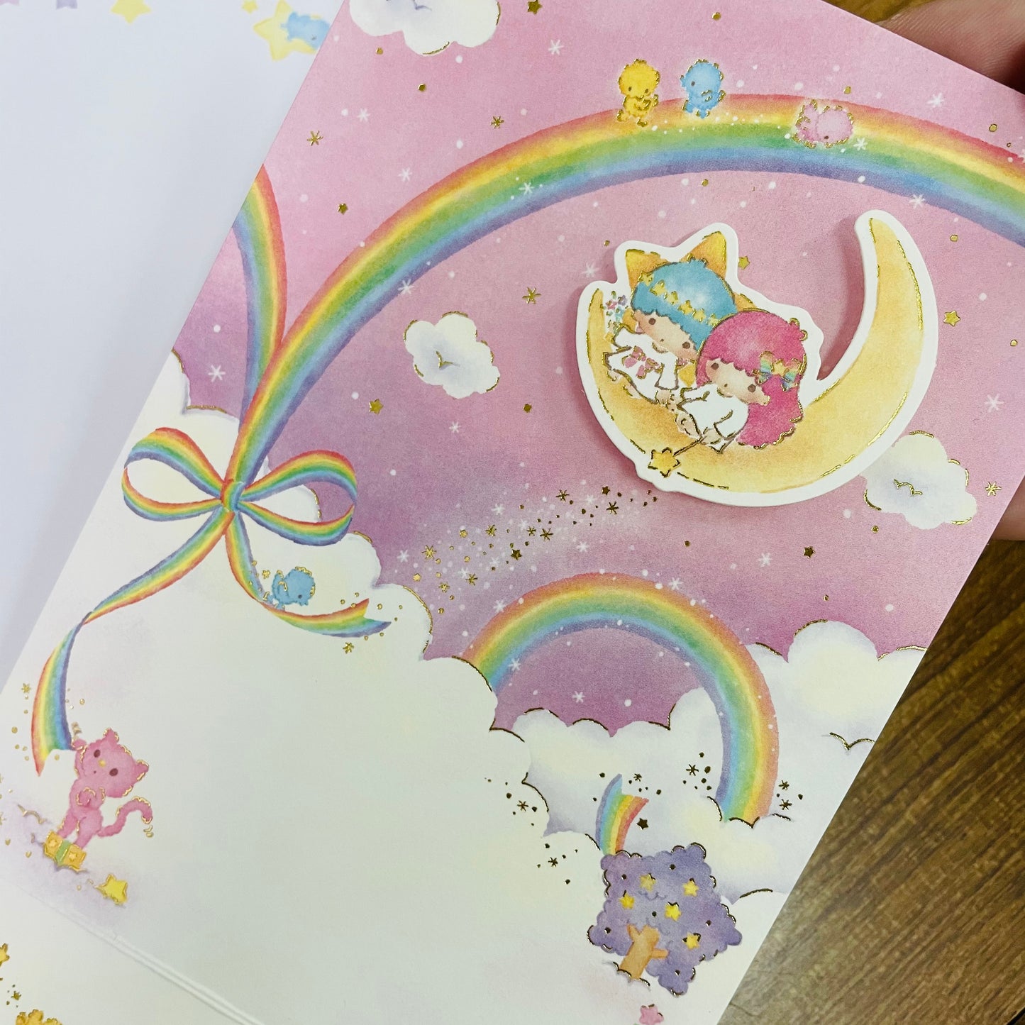 Little Twin Star Happy Birthday Gold Foiled Card