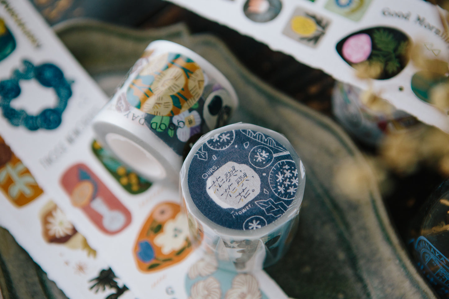 OURS Studio All the Flowers PET Tape Sample and Full Roll