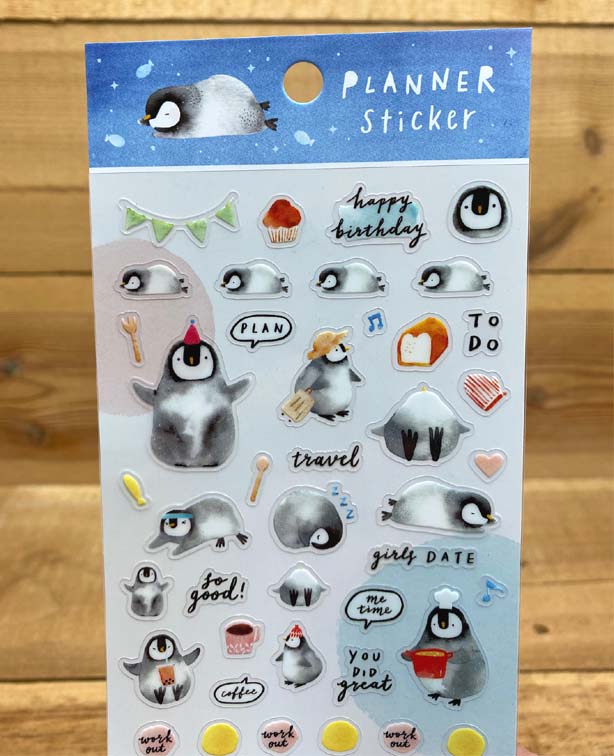Cindy Chu Illustration Penguin Planner Transparent Sticker Sheet