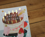 Cindy Chu Happy Birthday Card Pigs