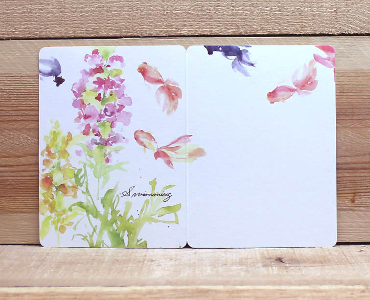 Liang Feng Watercolor Fish Gold Foiled Card