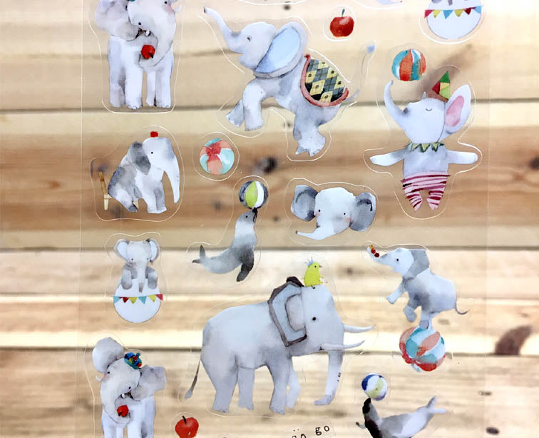 Liang Feng Watercolor Elephant Transparent Sticker Sheet