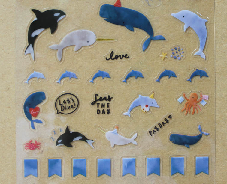 Cindy Chu Illustration Whale Planner Transparent Sticker Sheet