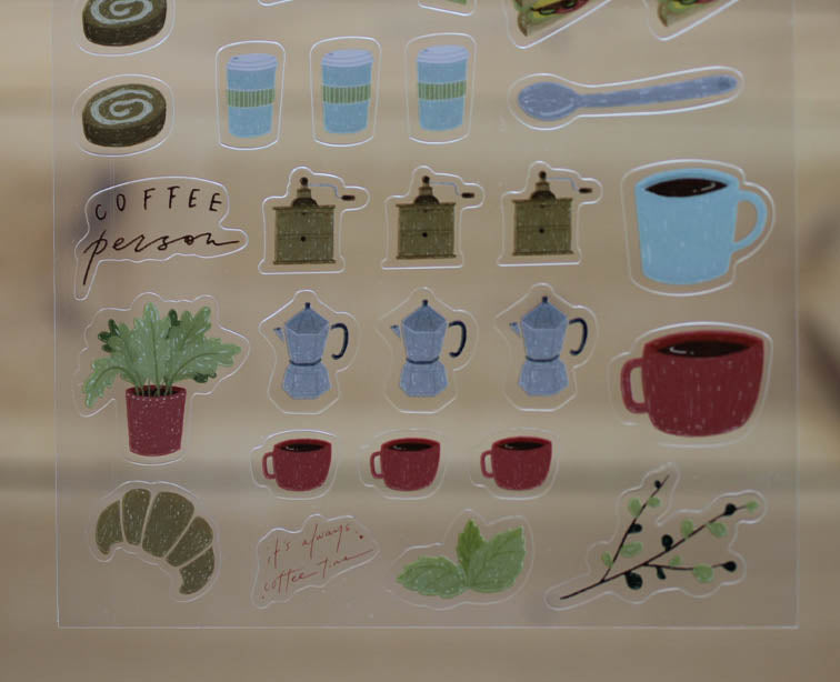 Mandie and Friends Coffee Time Transparent Sticker Shee