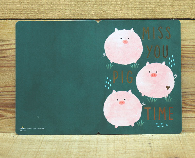 Cindy Chu Pig Miss You Pig Time Card