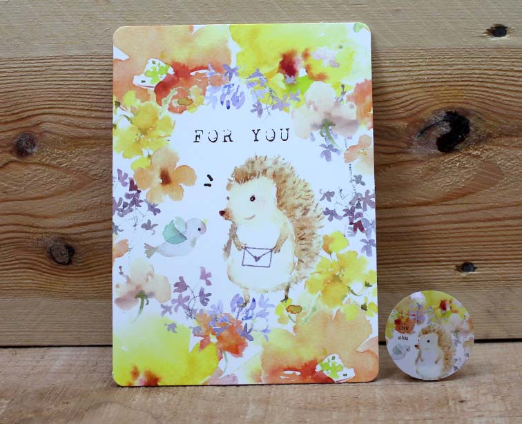 Liang Feng Watercolor Porcupine For You Gold Foiled Card