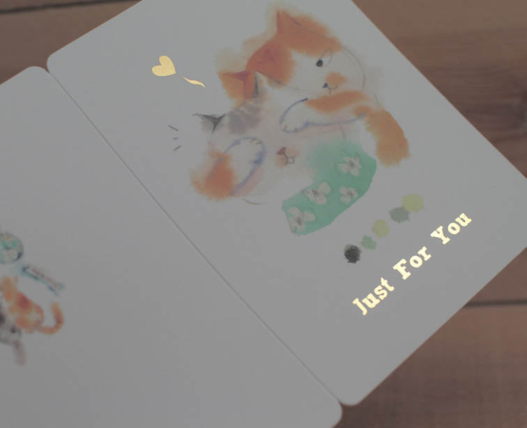 Liang Feng Watercolor Cat Gold Foiled Card