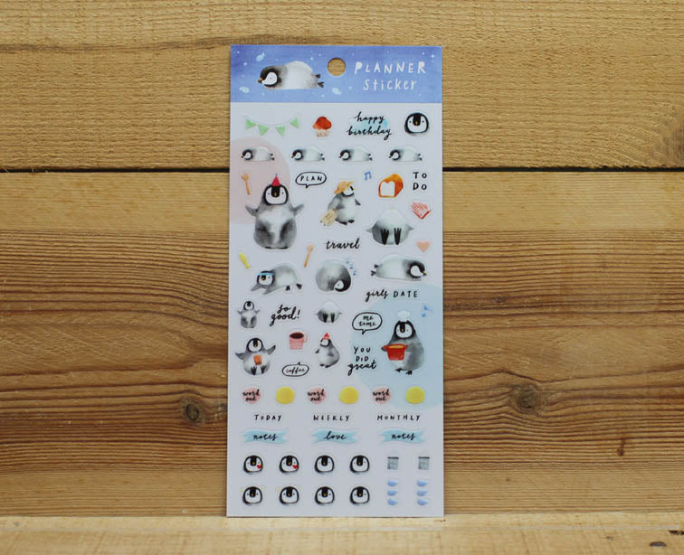 Cindy Chu Illustration Penguin Planner Transparent Sticker Sheet